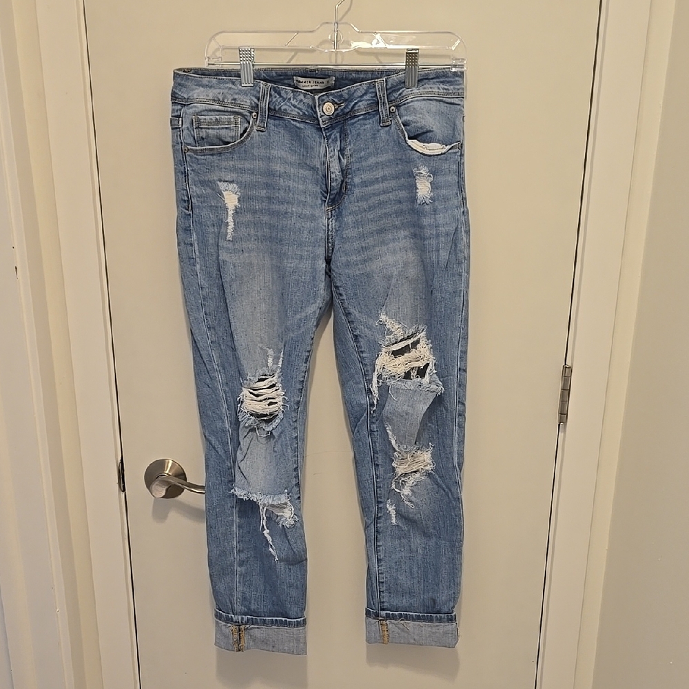 Distressed Blue Jeans